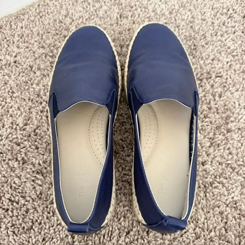 The FLEXX Chappie Slip-On Sneakers Blue Leather Jute-Wrapped Sole Women 5.5